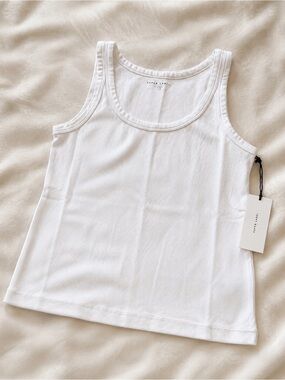 Pure Label Women's White Cotton Tank Top